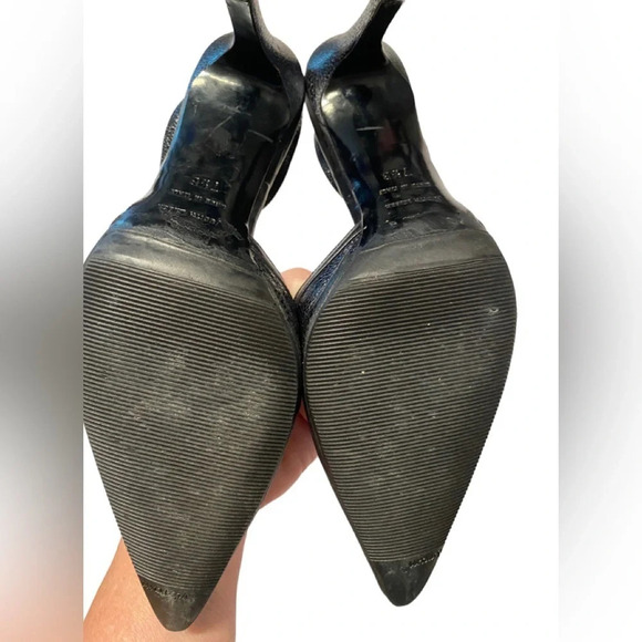 Judith Leiber Black Leather Crystal Ball Embellishments Sling Back Heels - Picture 10 of 10